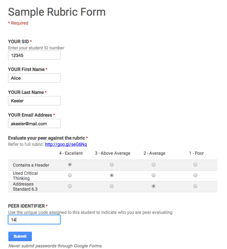 Google Forms: Creating a Rubric - Teacher Tech with Alice Keeler