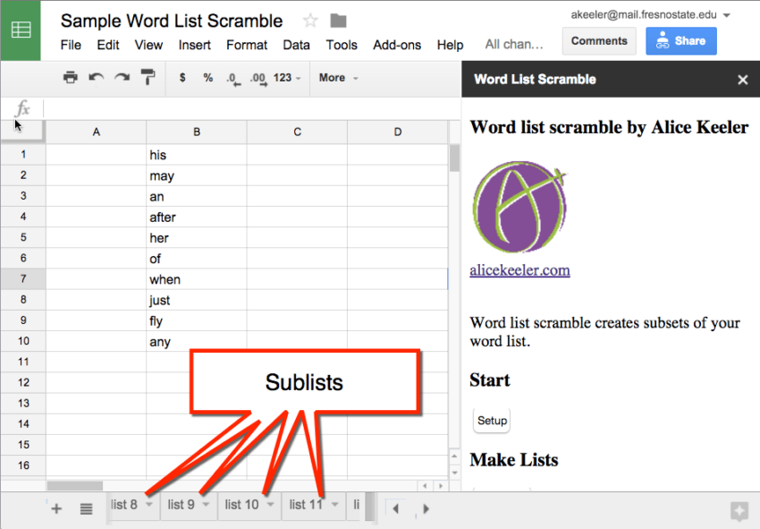 List Scramble: Create Sublists of a Vocabulary List - Teacher Tech with ...