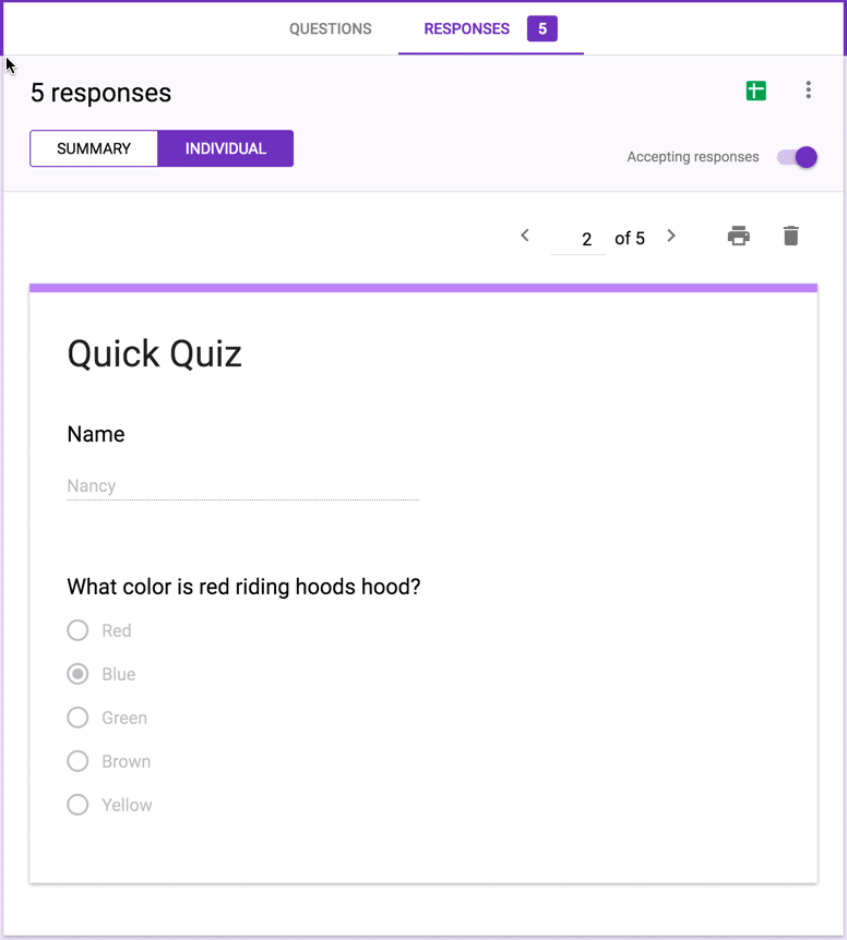 locate Form responses