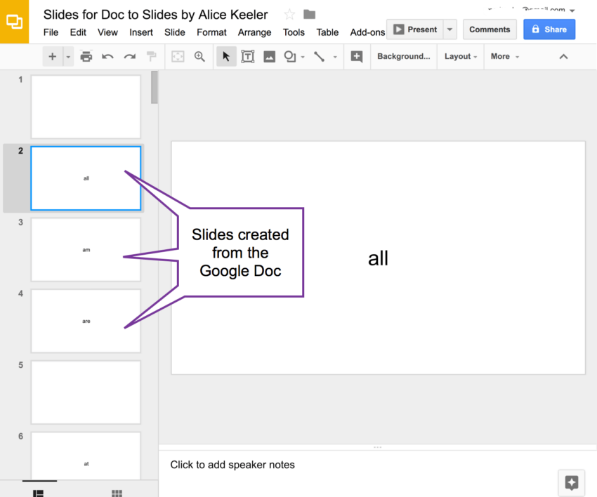 Add-on: Doc to Slides - Teacher Tech with Alice Keeler