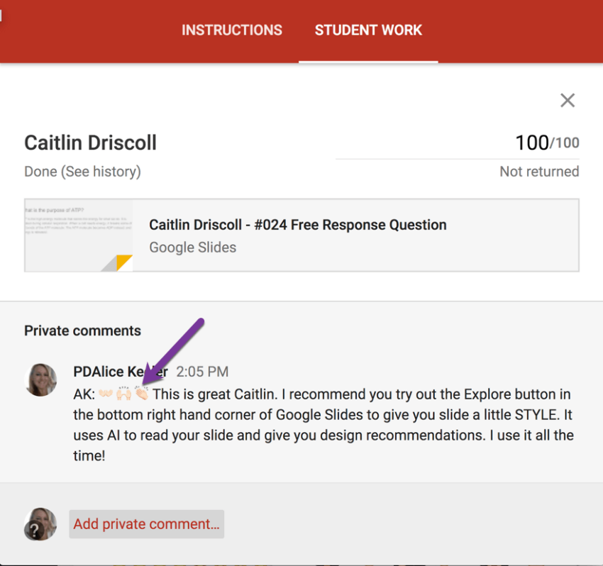 Google Classroom: Emoji Feedback - Teacher Tech with Alice Keeler