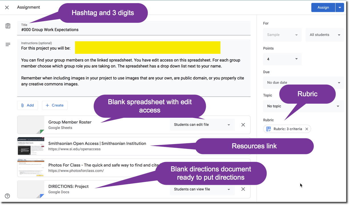 Google Classroom - Assignment Templates - Teacher Tech with Alice Keeler