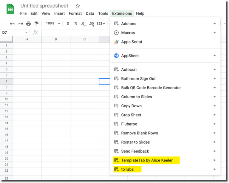 how-to-use-the-new-google-sheets-extensions-menu-teacher-tech-with