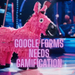 Pink pinata on a game show stage
