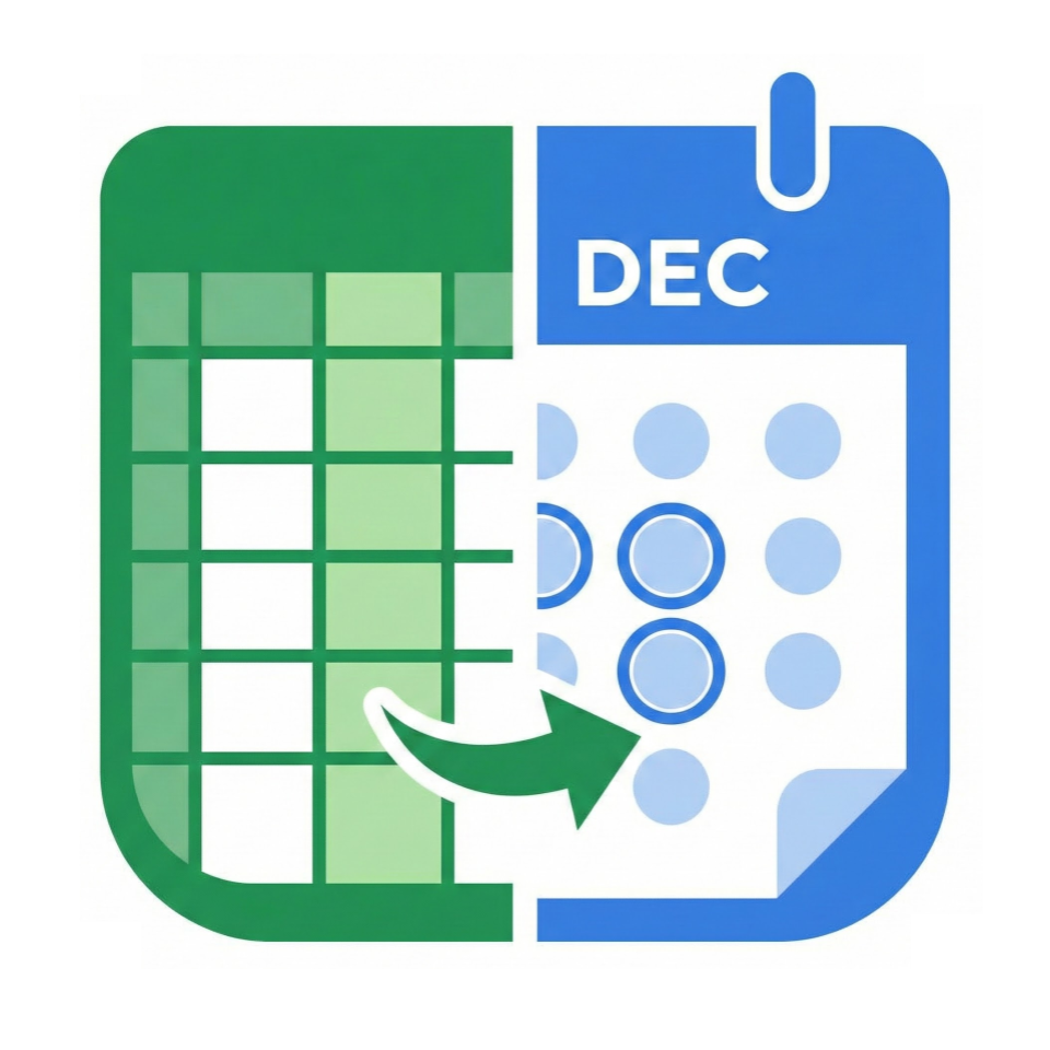 Half green spreadsheet half calendar